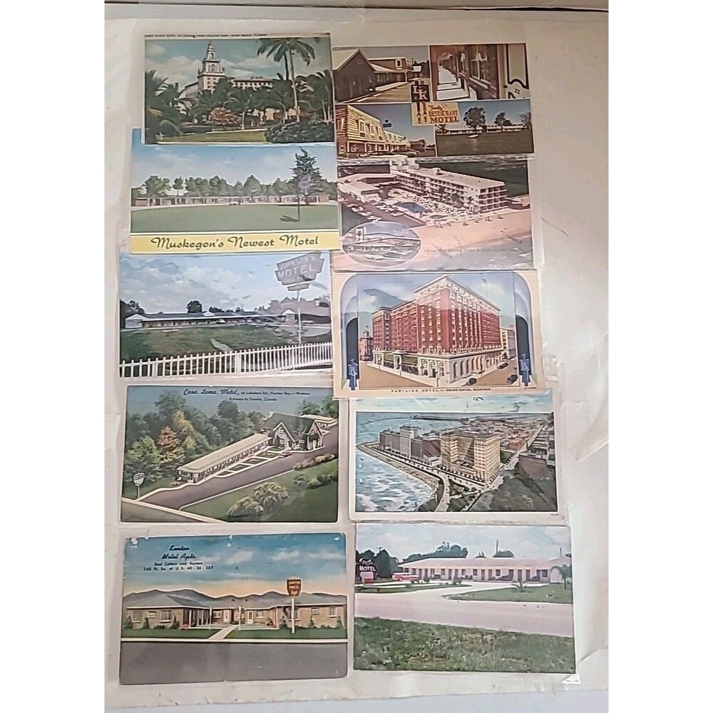 Lot of 18 Vintage Postcards - Hotels Motels Restaurants and Bars Posted Ephemera